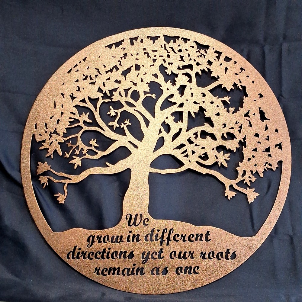 Tree of Life Metal Wall Art Family Roots 18" Large Round Bronze Copper Kindred